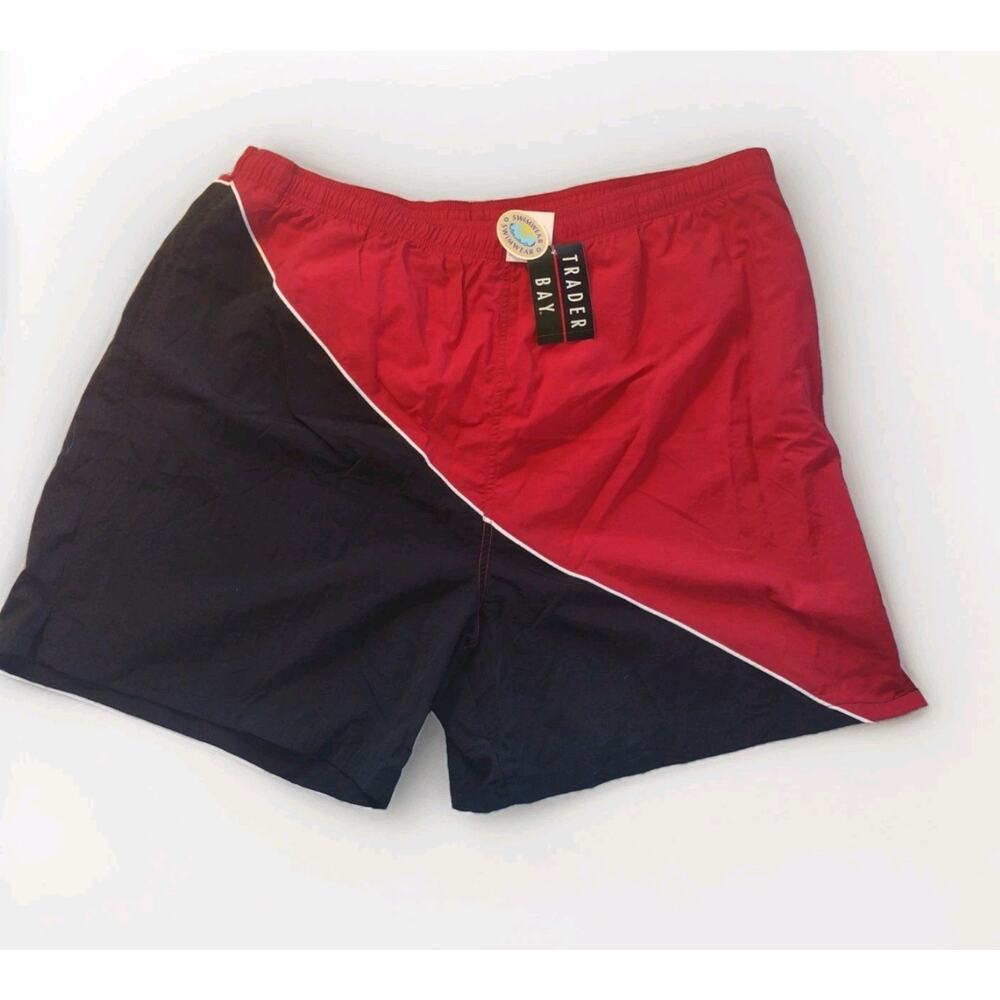 Men's Swim Shorts Size XL Trader Bay Black Red Athletic Retro Classic